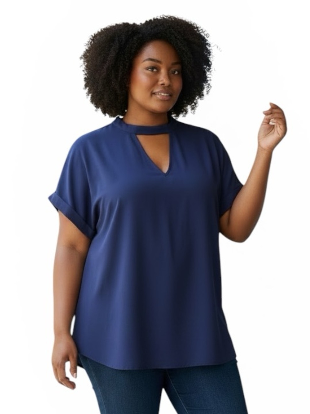 Express Royal Blue V-Neck Blouse